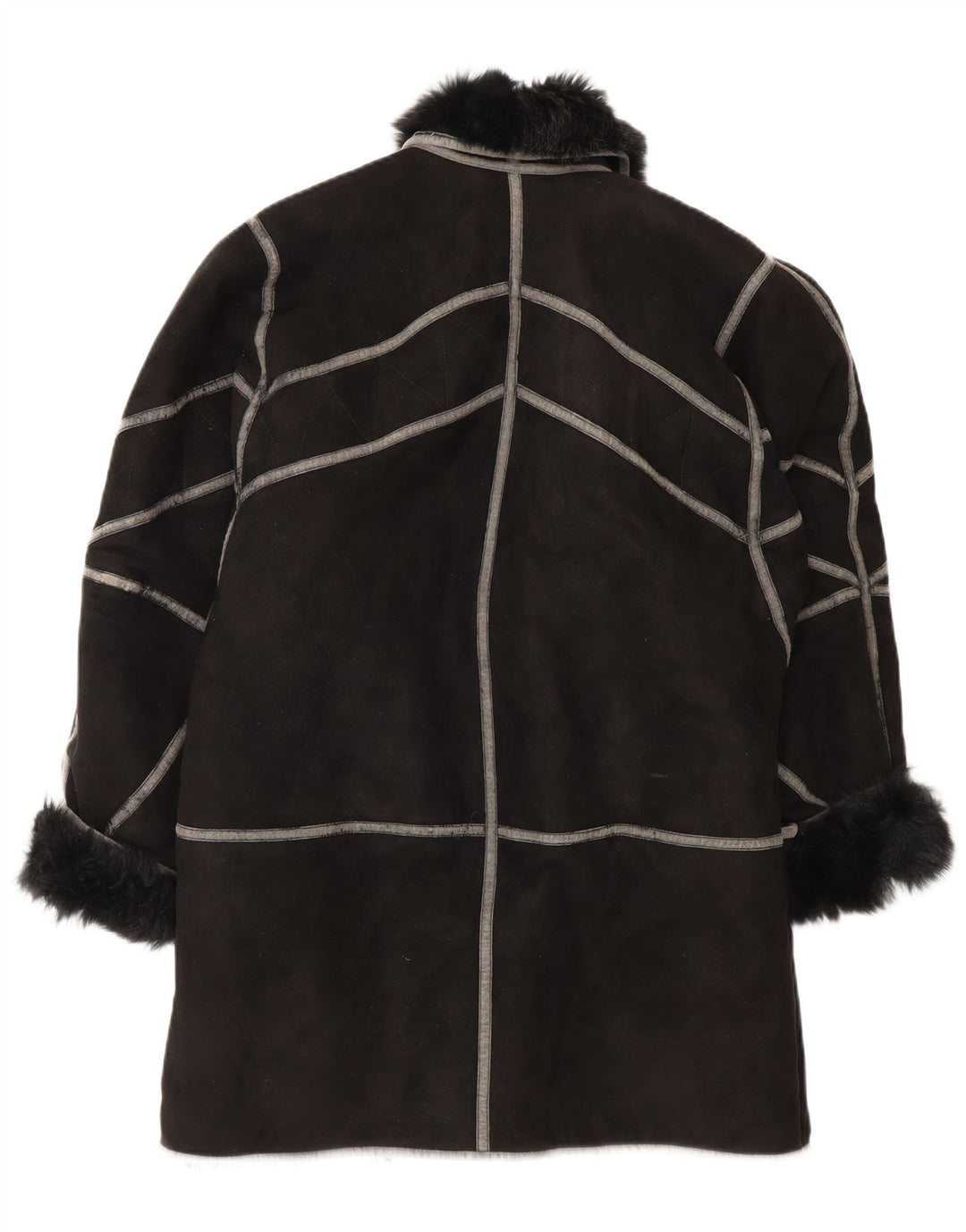 Sobretudo feminino vintage oversized shearling IT 42 médio preto shearling
