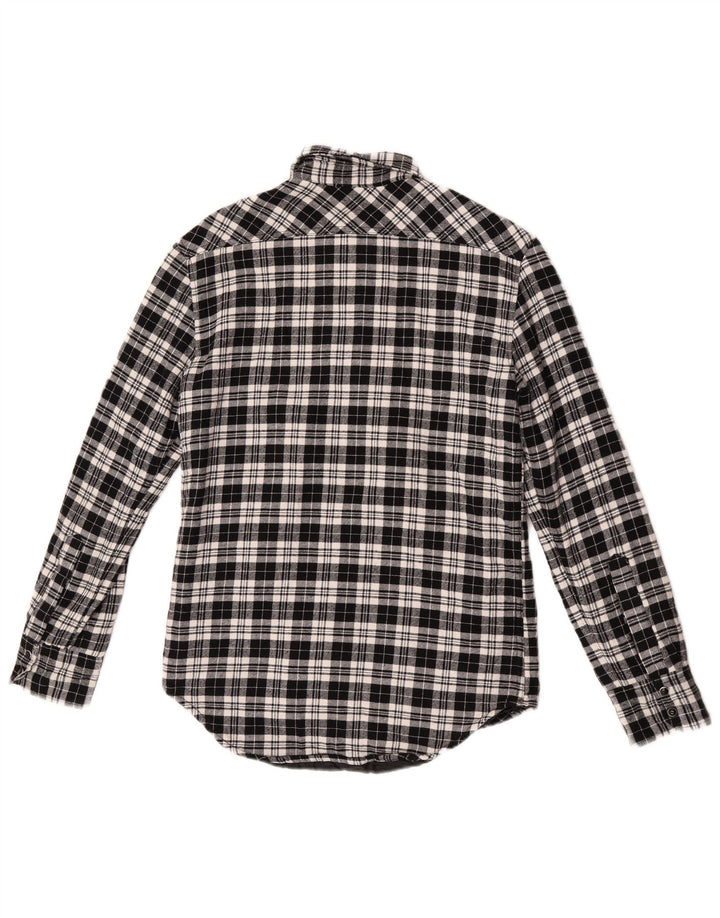 Camisa masculina de flanela Lumberjack da Zara, pequena, preta, xadrez, algodão