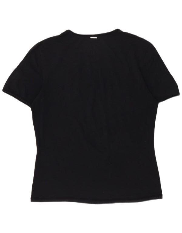 Camiseta feminina Hugo Boss UK 12 algodão preto médio