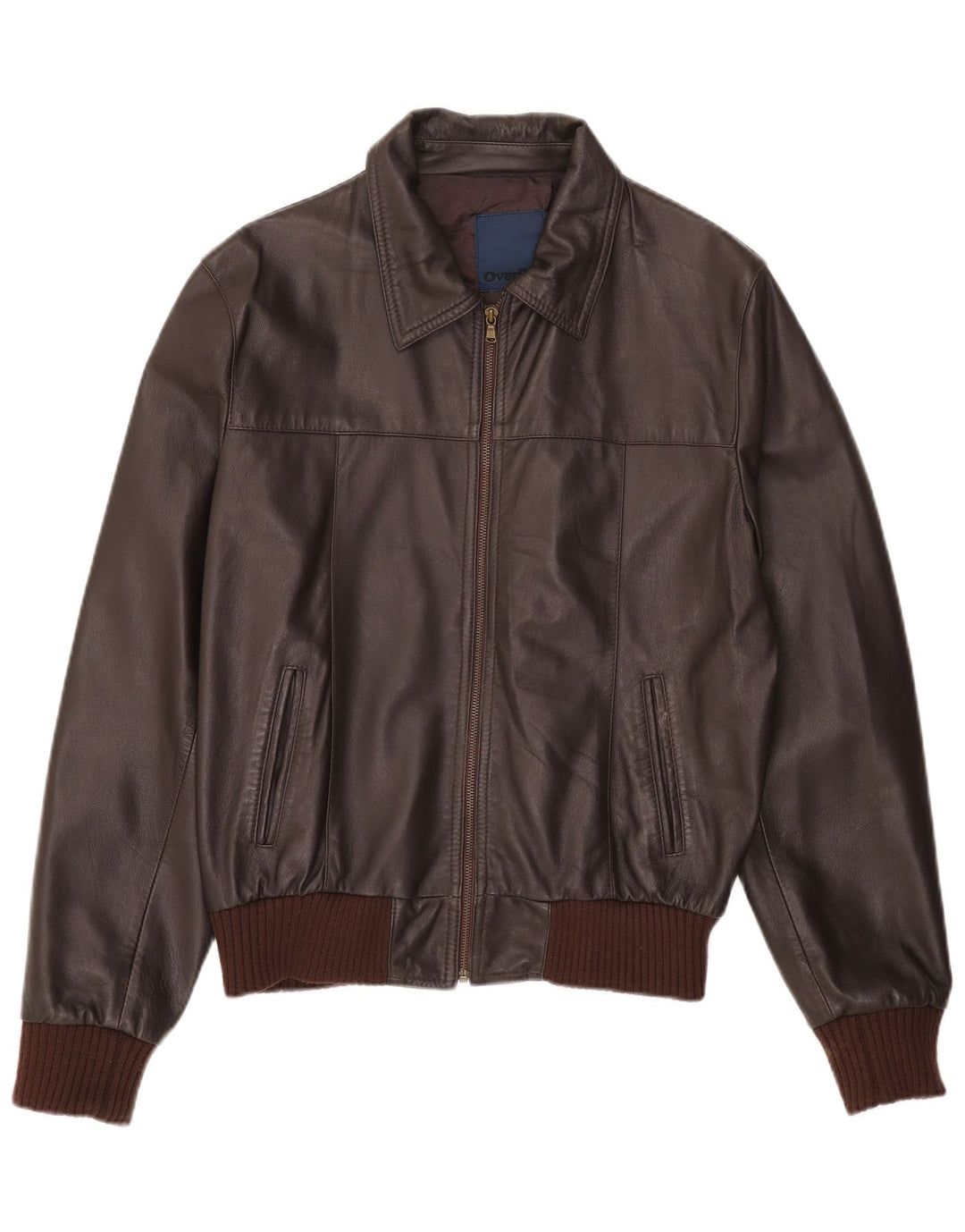 Jaqueta de couro feminina vintage UK 44 2XL couro marrom