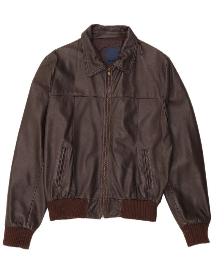 Jaqueta de couro feminina vintage UK 44 2XL couro marrom