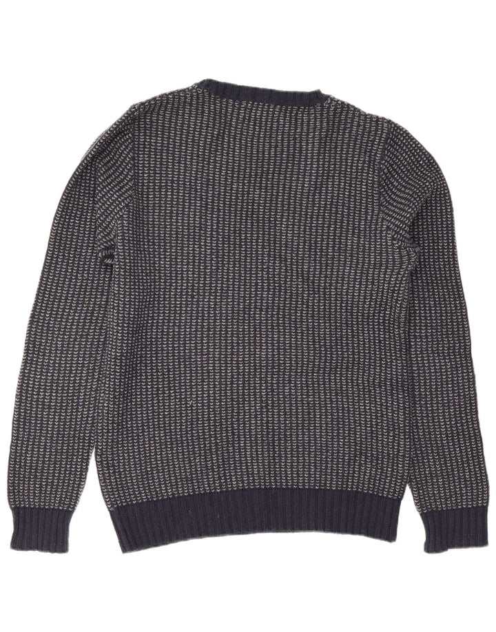 Suéter masculino Gant com gola redonda, algodão listrado azul marinho médio