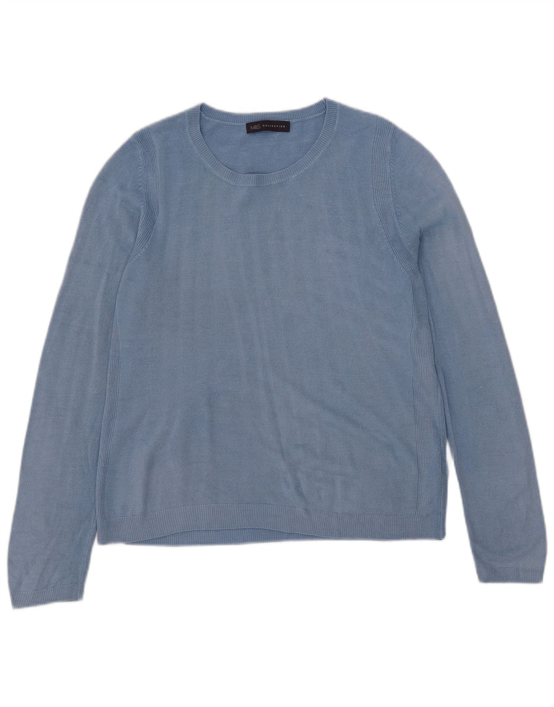 Suéter feminino Marks & Spencer com gola canoa Reino Unido 14 acrílico azul médio