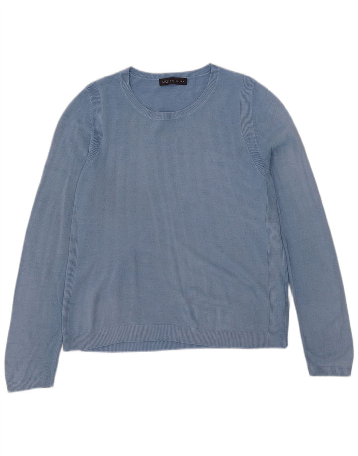 Suéter feminino Marks & Spencer com gola canoa Reino Unido 14 acrílico azul médio