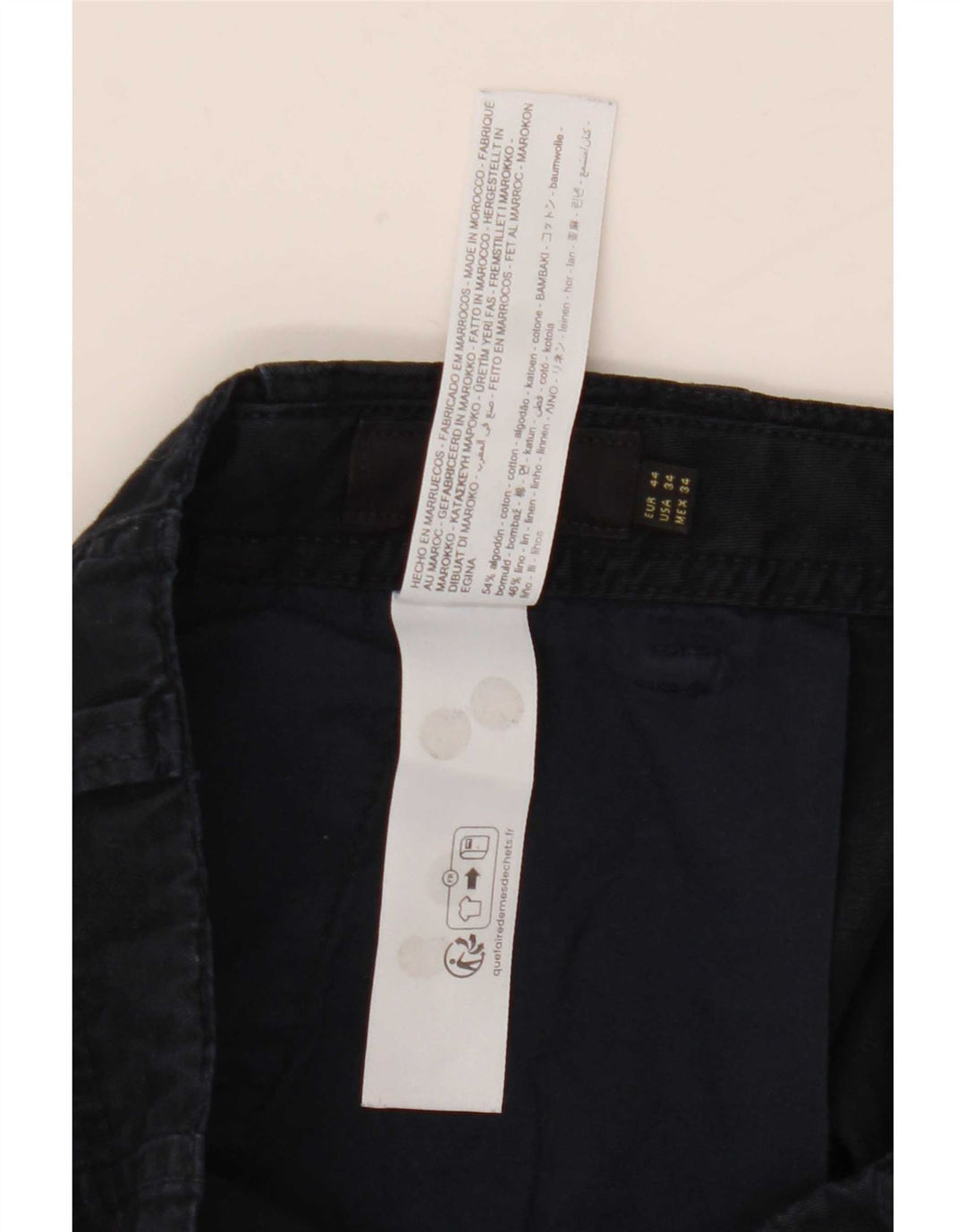 Shorts Chino Masculino Massimo Dutti EU 44 Grande W34 Azul Marinho Algodão