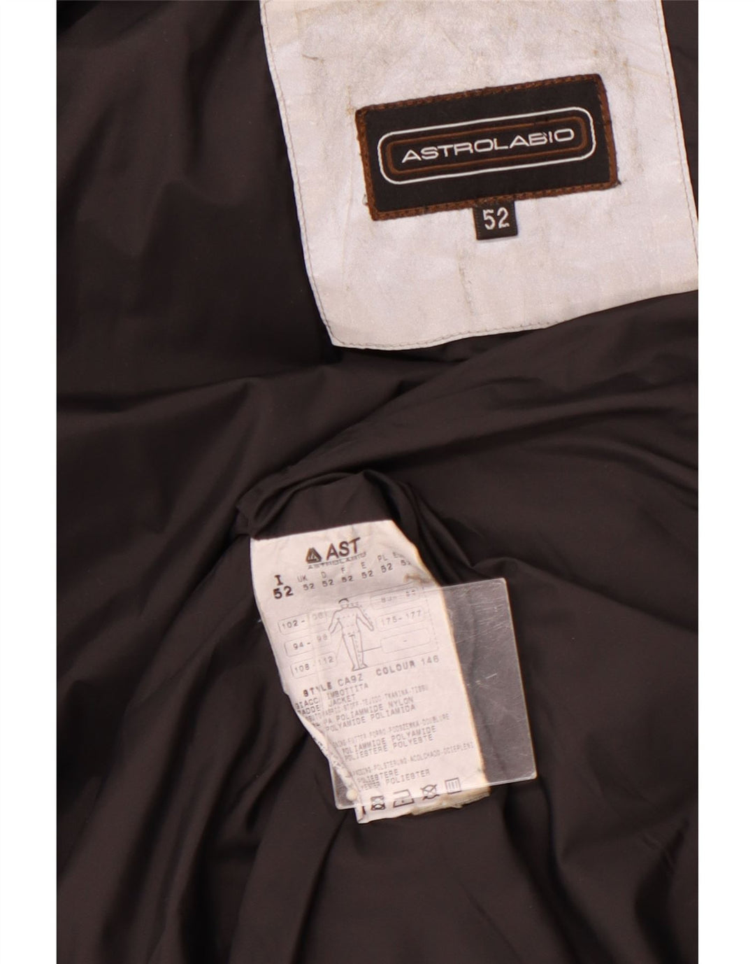 ASTROLABIO Jaqueta masculina acolchoada com capuz UK 42 XL marrom nylon