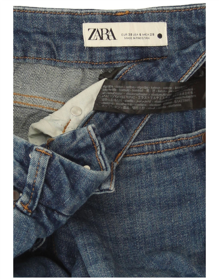 Zara Jeans feminino queimado EU 38 pequeno W28 L33 azul algodão