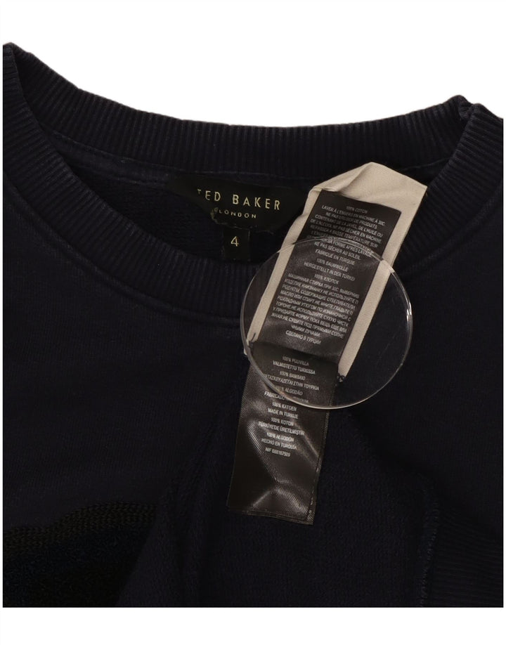 Suéter feminino grande TED BAKER tamanho 4 grande azul marinho floral