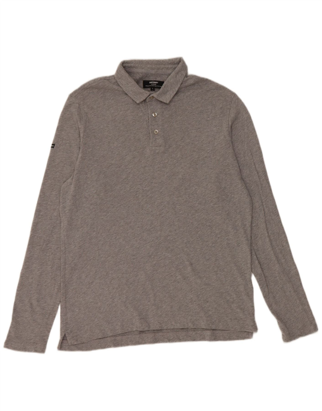 Camisa polo masculina Superdry de manga comprida grande algodão cinza