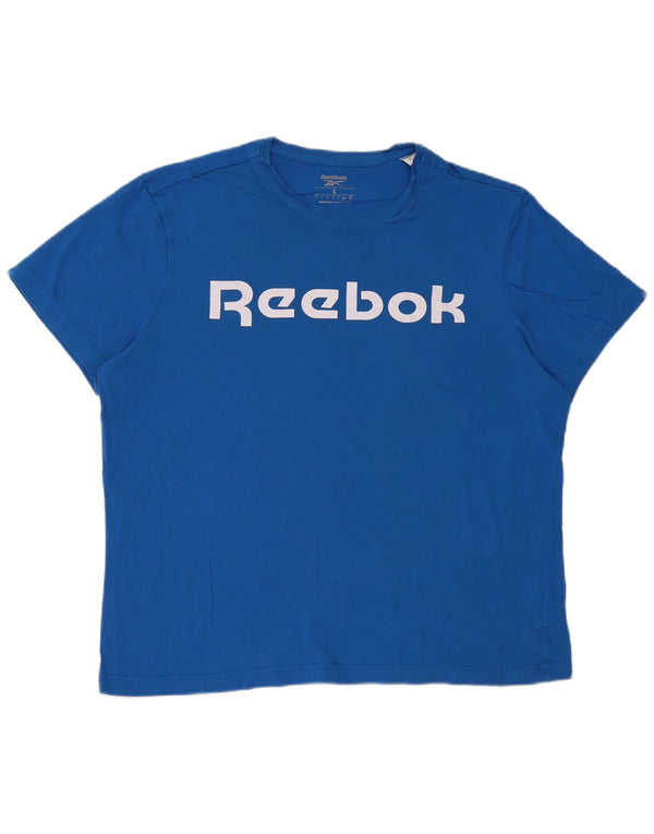 Camiseta masculina Reebok manga curta regular gráfica top grande algodão azul