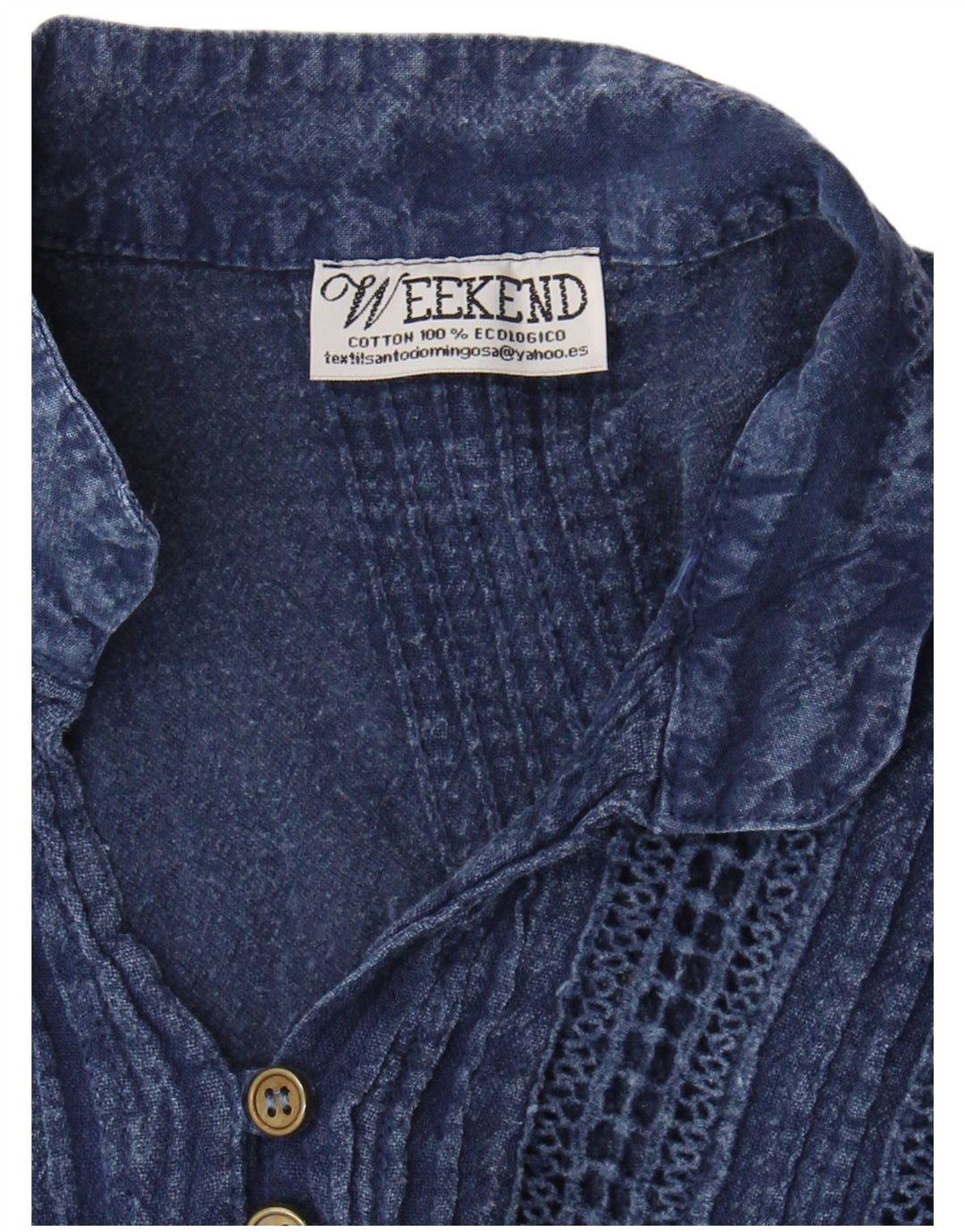 Blusa feminina vintage UK 10 algodão azul marinho pequeno