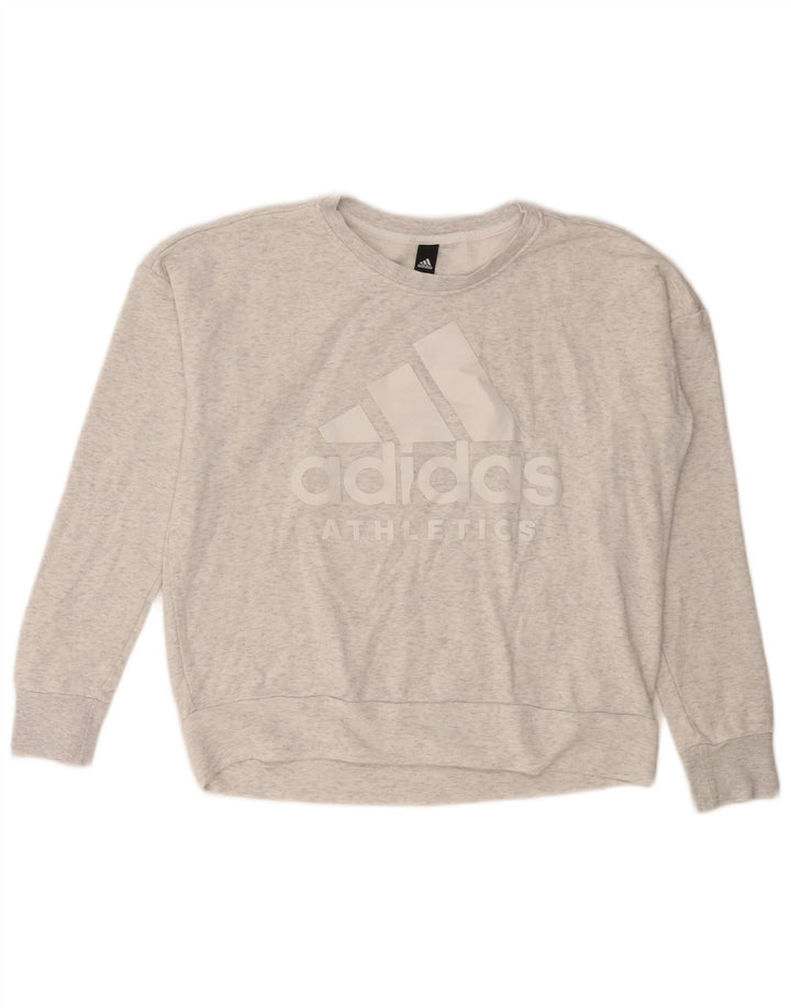 ADIDAS Womens Graphic Sweatshirt Jumper UK 16 Grande Cinza