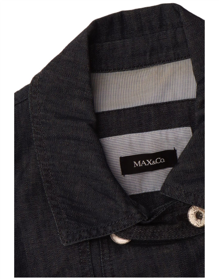 Casaco feminino jeans duplo breasted IT 42 algodão azul médio