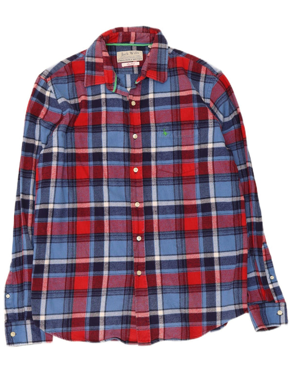 Camisa masculina de flanela Jack Wills pequena xadrez multicolorida de algodão