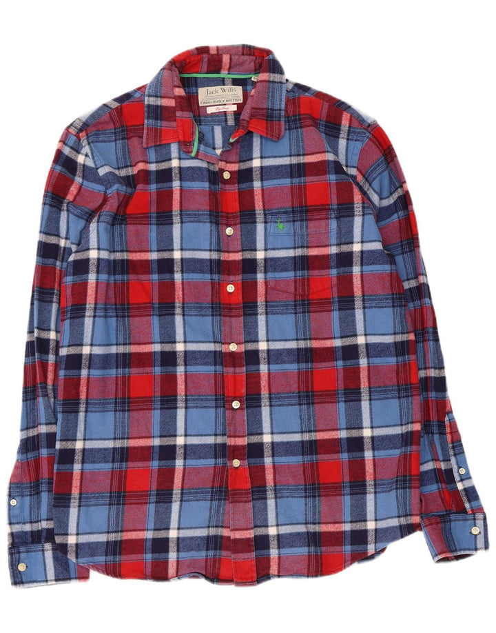 Camisa masculina de flanela Jack Wills pequena xadrez multicolorida de algodão