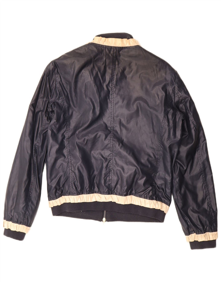 Jaqueta utilitária feminina Moschino EUA 12 grande poliéster azul marinho