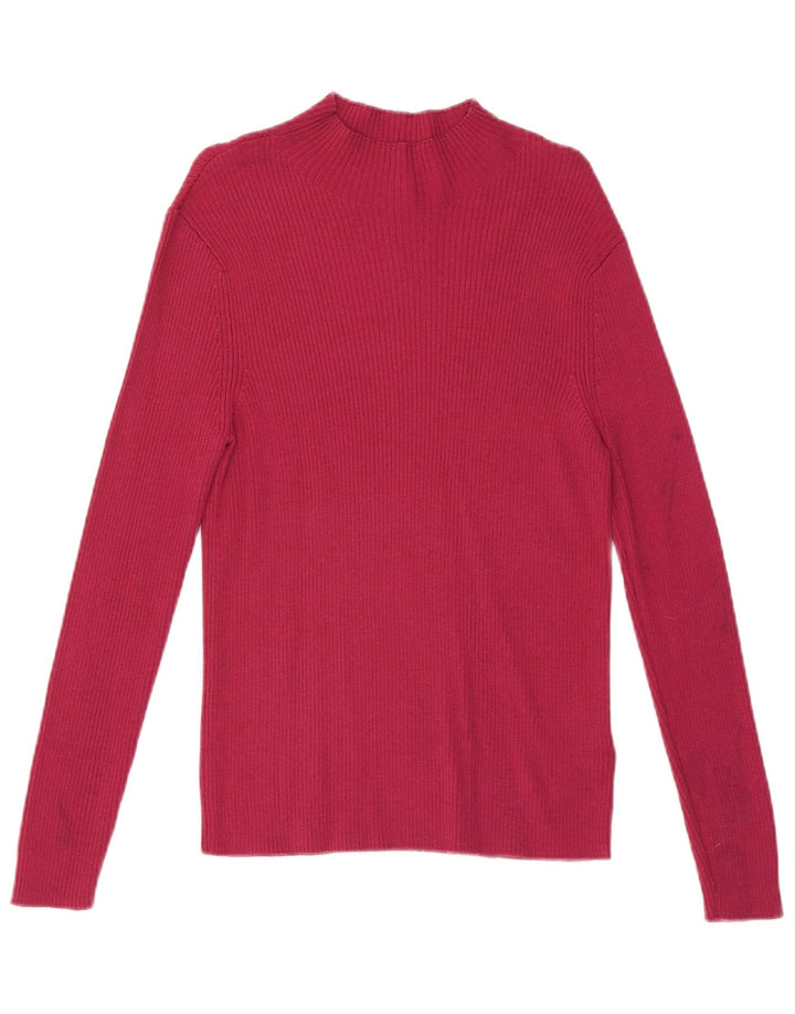 Suéter feminino Marks & Spencer com gola tartaruga Reino Unido 14 rosa médio