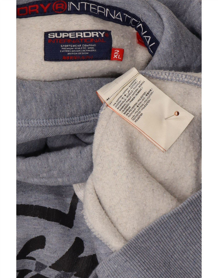SUPERDRY moletom com capuz gráfico masculino 2XL algodão azul