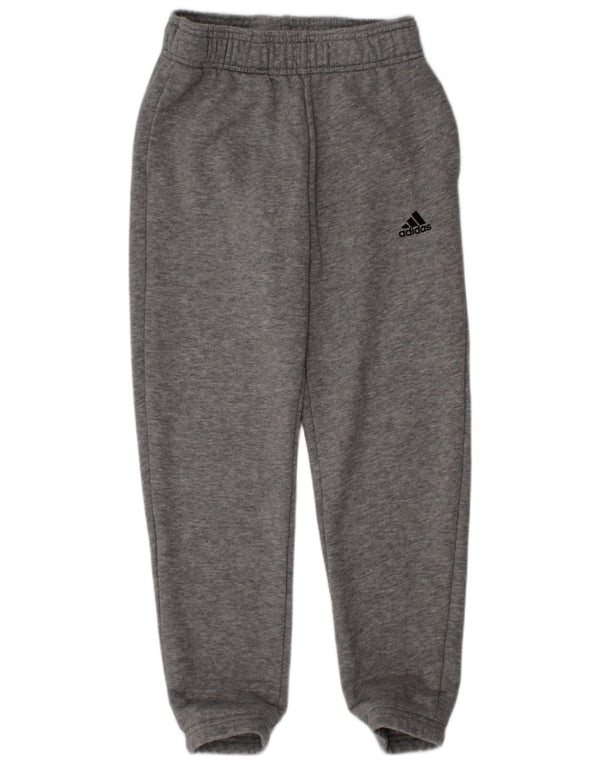 Adidas meninos calças de treino joggers 7-8 anos cinza manchado algodão