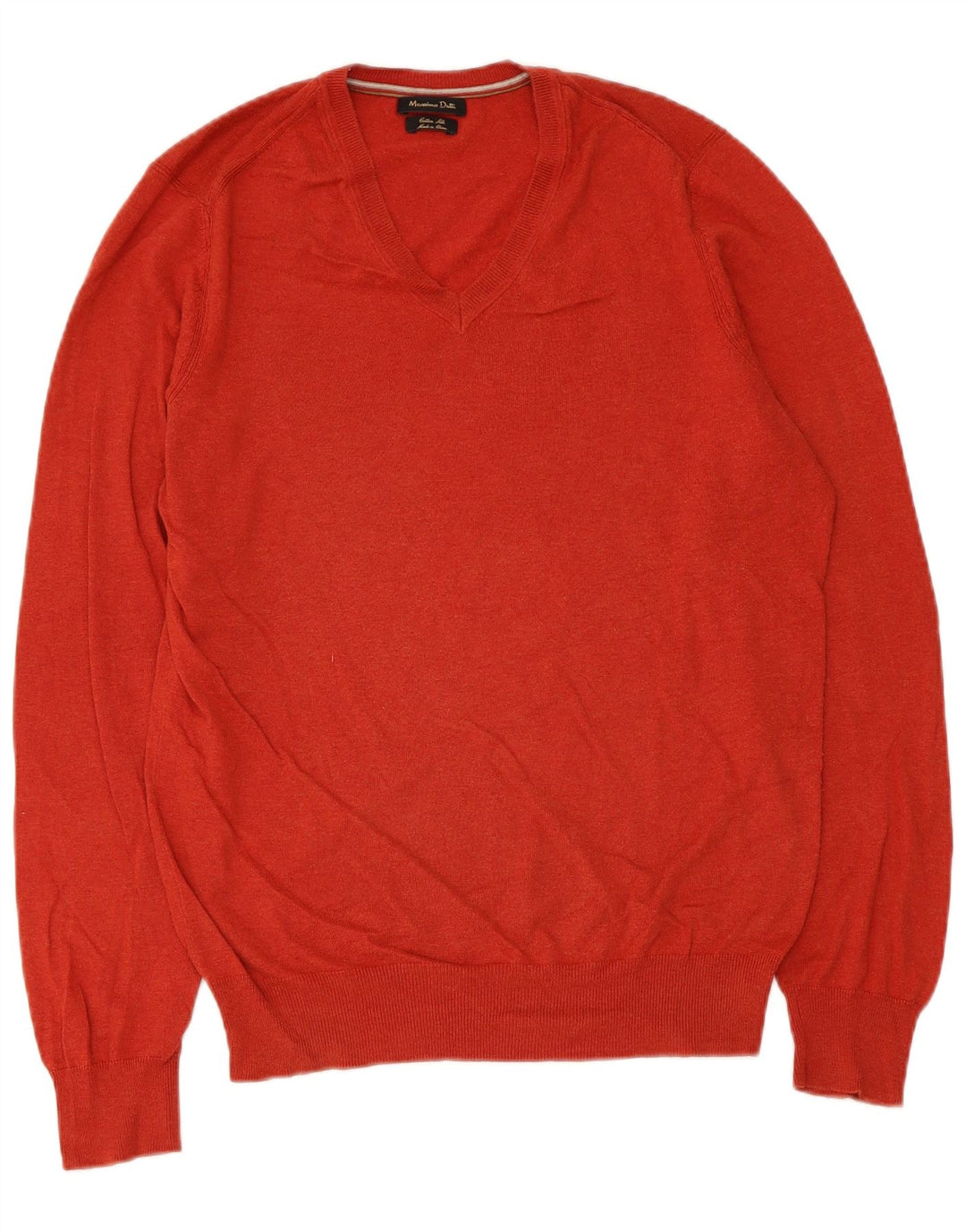 Suéter masculino Massimo Dutti com decote em V médio algodão vermelho