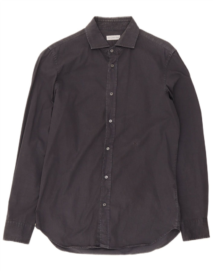 Camisa masculina Ballantyne tamanho 15 1/2 algodão azul marinho médio