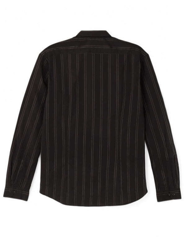 Camisa masculina Hugo Boss tamanho 43/44 XL algodão listrado preto