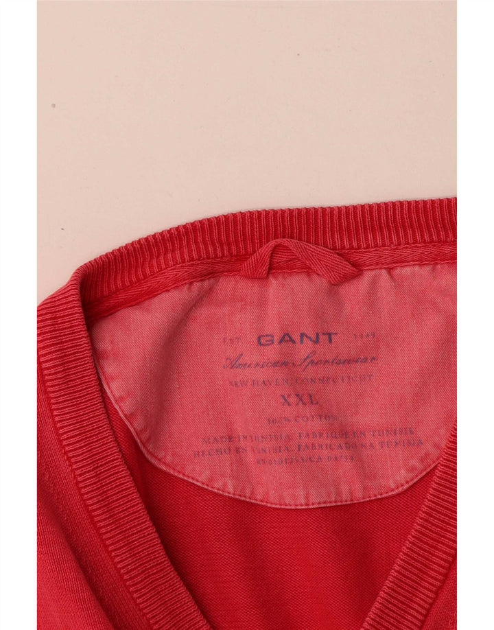 Suéter masculino Gant com decote em V 2XL algodão vermelho