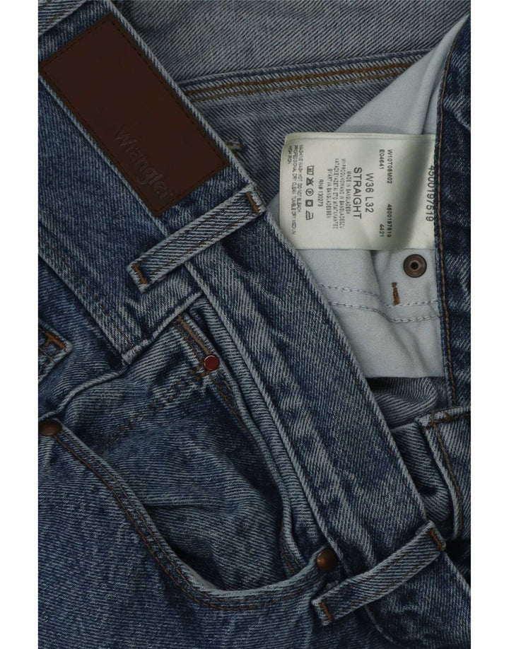 Wrangler Mens Straight Jeans W36 L32 Azul Algodão