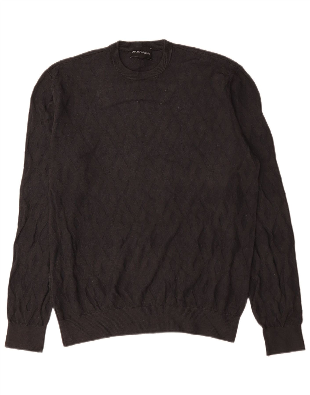 Suéter masculino Emporio Armani com gola redonda e viscose cinza médio