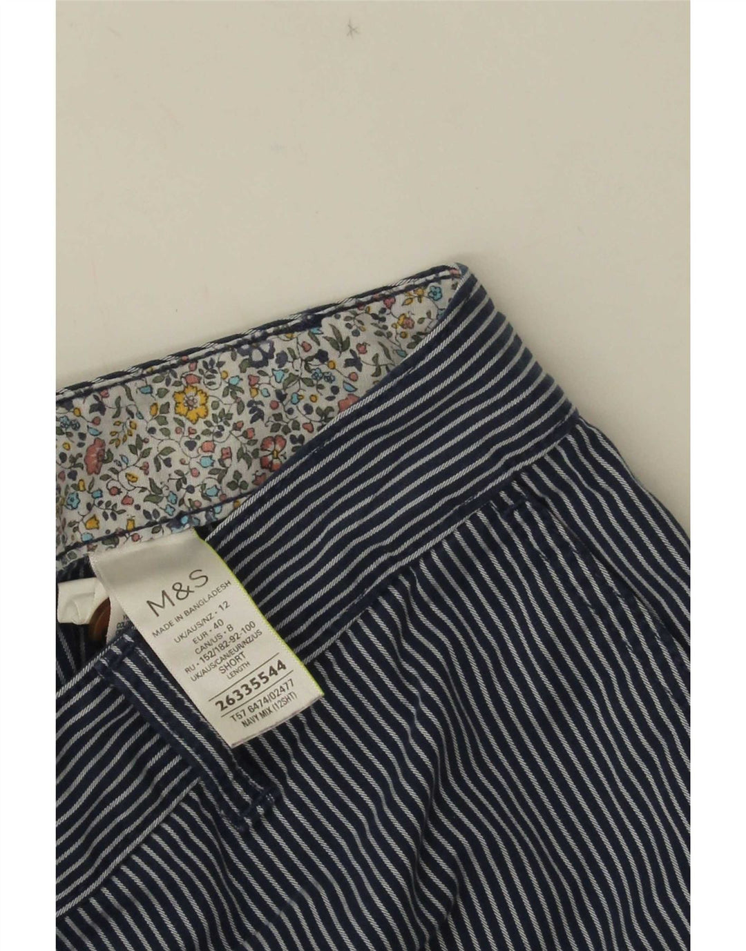 Calças cortadas femininas Marks & Spencer UK 12 médio W32 L25 azul marinho