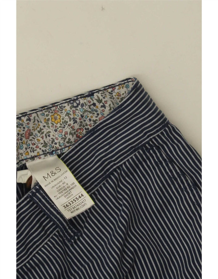 Calças cortadas femininas Marks & Spencer UK 12 médio W32 L25 azul marinho