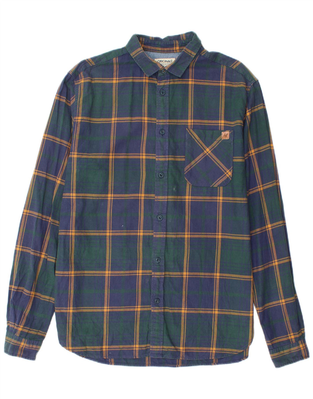 Camisa masculina de flanela Jack & Jones grande xadrez azul marinho