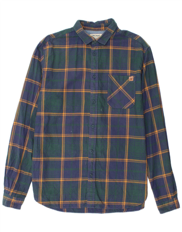 Camisa masculina de flanela Jack & Jones grande xadrez azul marinho