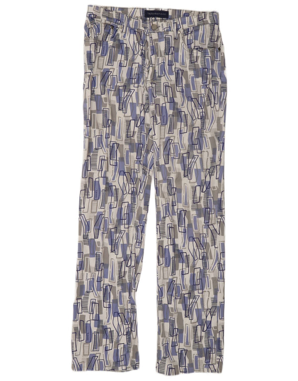 Trussardi Calça masculina reta casual W29 L32 multicolorida geométrica