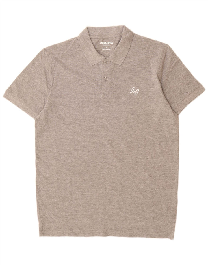 Camisa polo masculina Jack & Jones grande algodão cinza