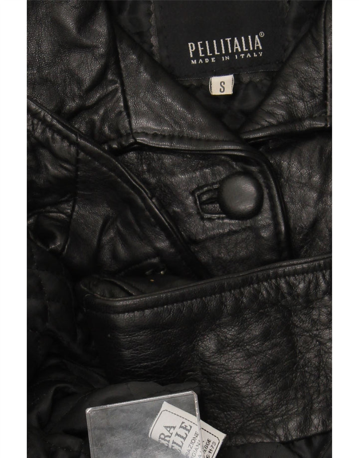 PELLITALIA Womens Oversized Leather Jacket UK 10 Small Black Leather