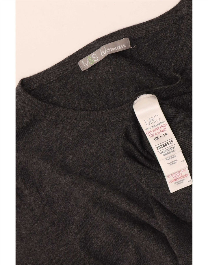 Suéter cardigã feminino Marks & Spencer Reino Unido 14 Viscose cinza médio