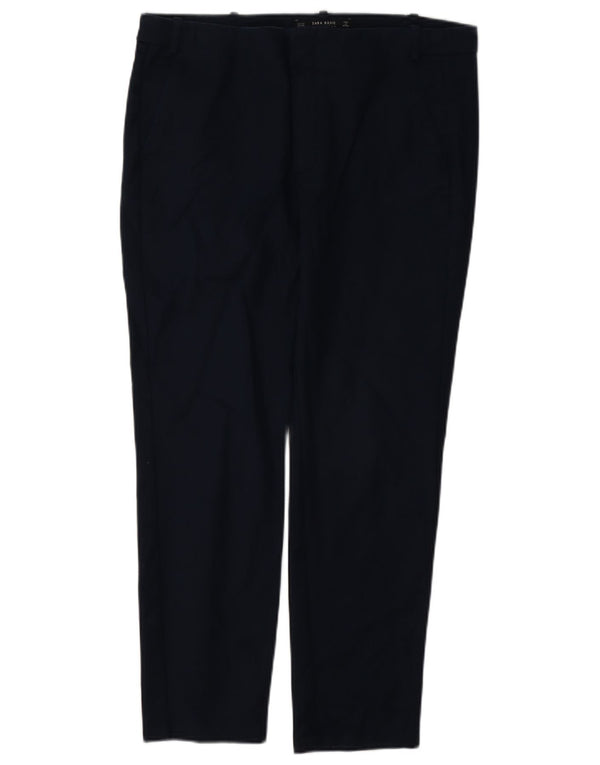 Zara Calça Chino Feminina Slim EU 40 Médio W30 L27 Algodão Azul Marinho