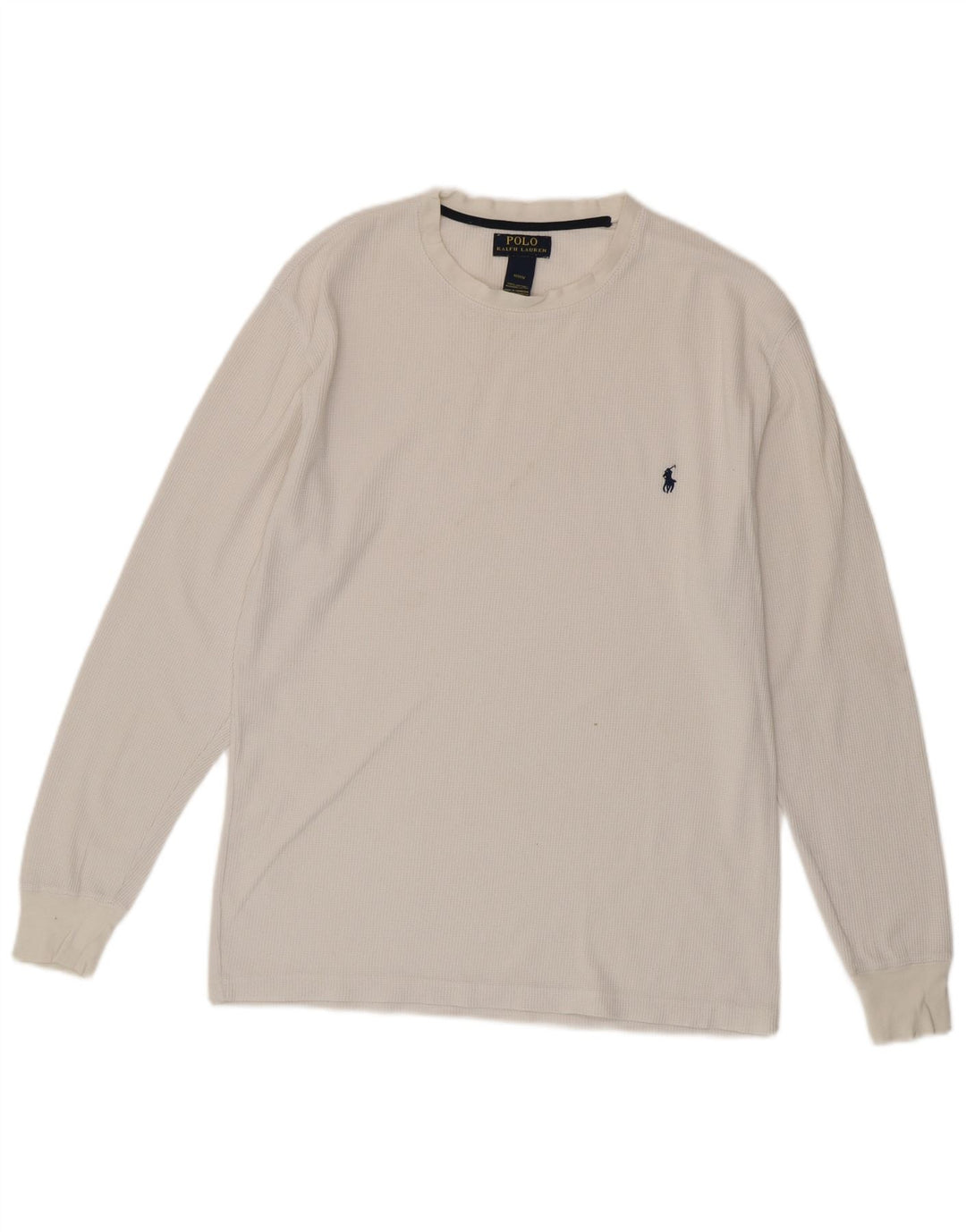 POLO RALPH LAUREN Top masculino manga comprida médio algodão branco