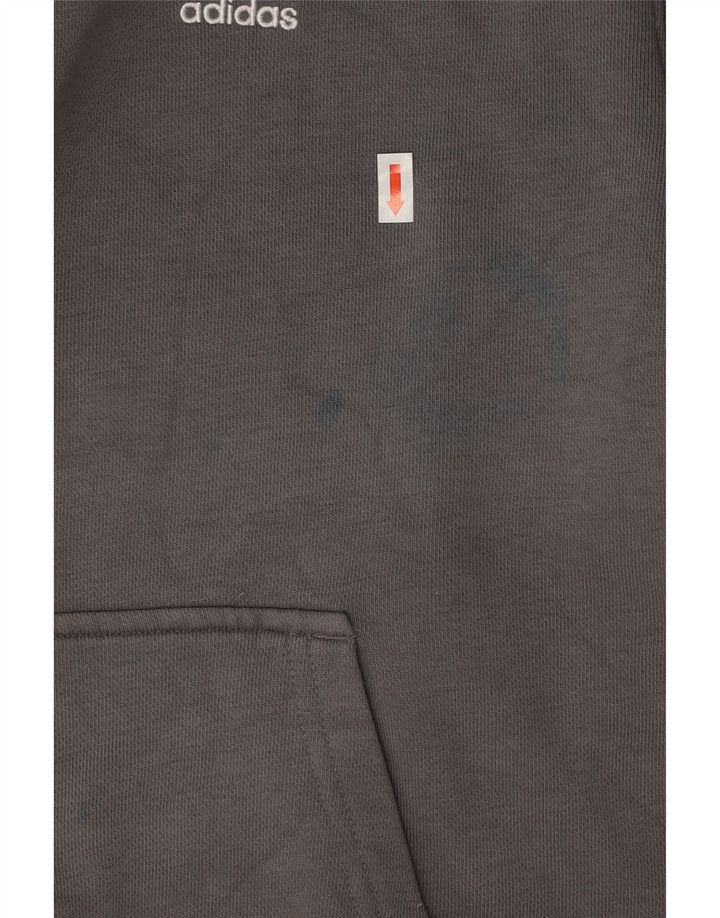 Adidas Mens Hoodie Jumper Pequeno Algodão Cinza