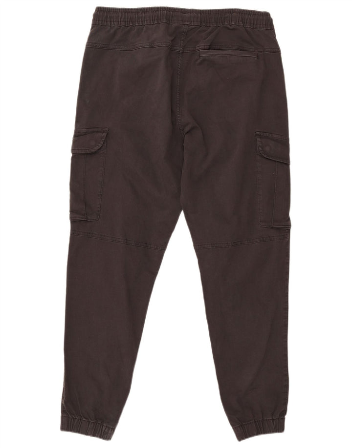 Zara Mens Joggers Cargo Calças EU 42 Grande W32 L28 Algodão Preto