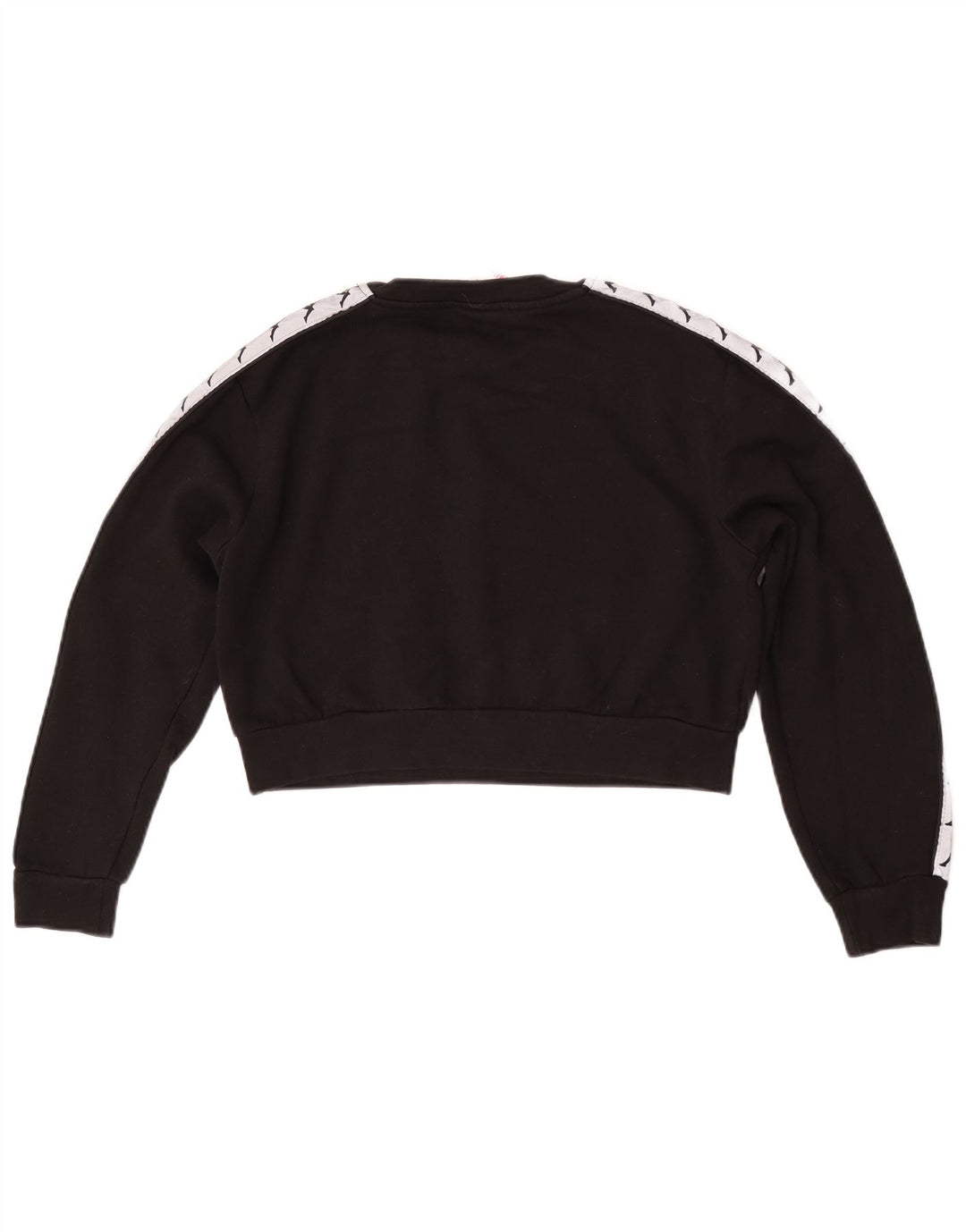Kappa Suéter feminino oversized cropped UK 10 pequeno bloco colorido preto
