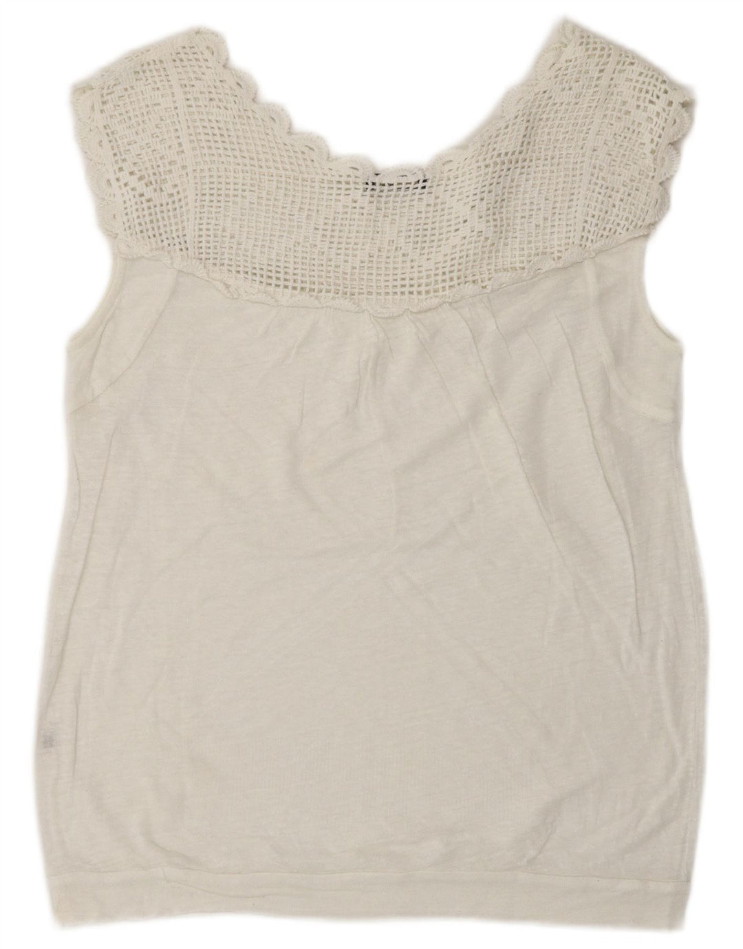Blusa feminina sem mangas Massimo Dutti UK 16 grande branco