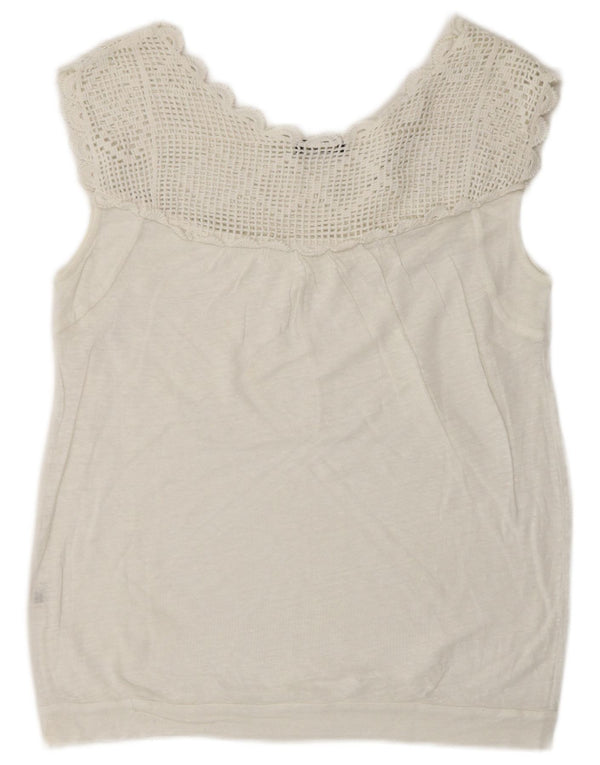 Blusa feminina sem mangas Massimo Dutti UK 16 grande branco