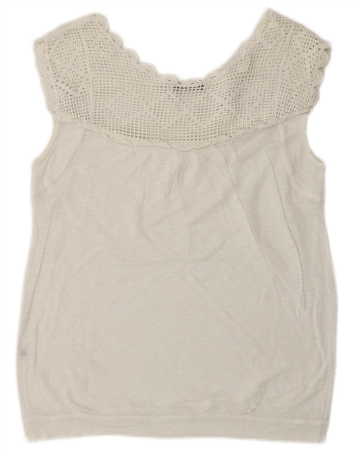 Blusa feminina sem mangas Massimo Dutti UK 16 grande branco