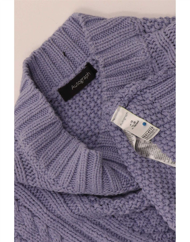 Suéter feminino Marks & Spencer com gola tartaruga Reino Unido 10 pequeno roxo