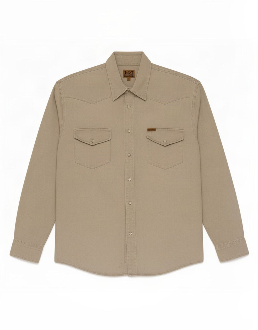 Camisa masculina ocidental MAVERICK algodão bege grande