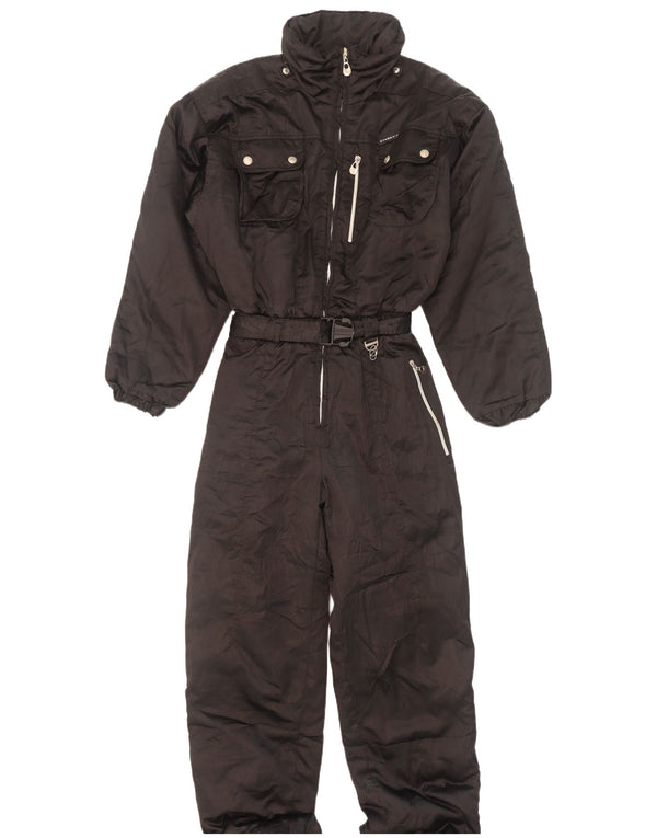 Macacão de esqui feminino vintage IT 46 grande preto