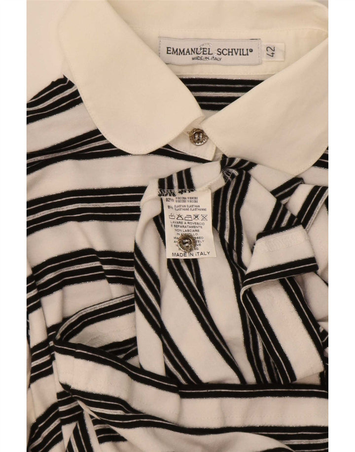 Blusa feminina Emmanuel Schvili manga 3/4 IT 42 listrada branca média