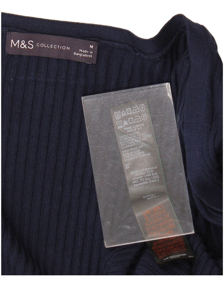 Suéter cardigã feminino Longline da Marks & Spencer Reino Unido 14 médio azul marinho